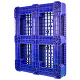 40 x 48 Rackable Ventilated Plastic Pallet - Blue - Polymer Solutions DLR Blue OWS PP-O-40-R7FM-Blue Standing 3-4 Bottom